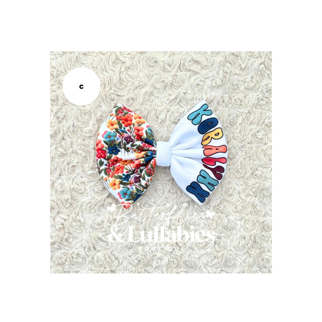 Floral Custom Name Bow