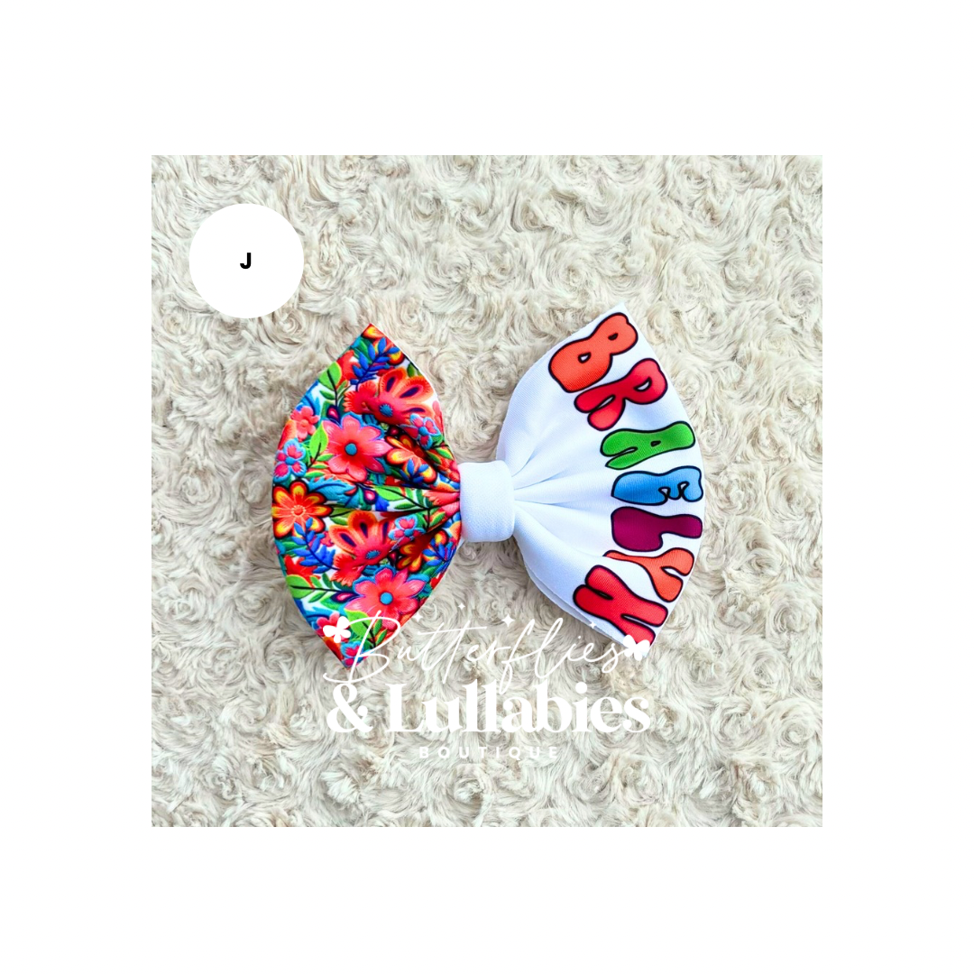 Floral Custom Name Bow