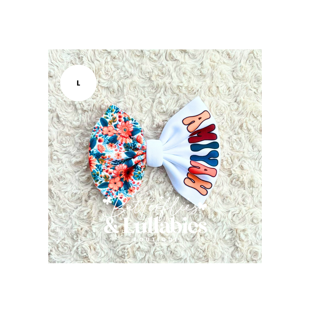 Floral Custom Name Bow