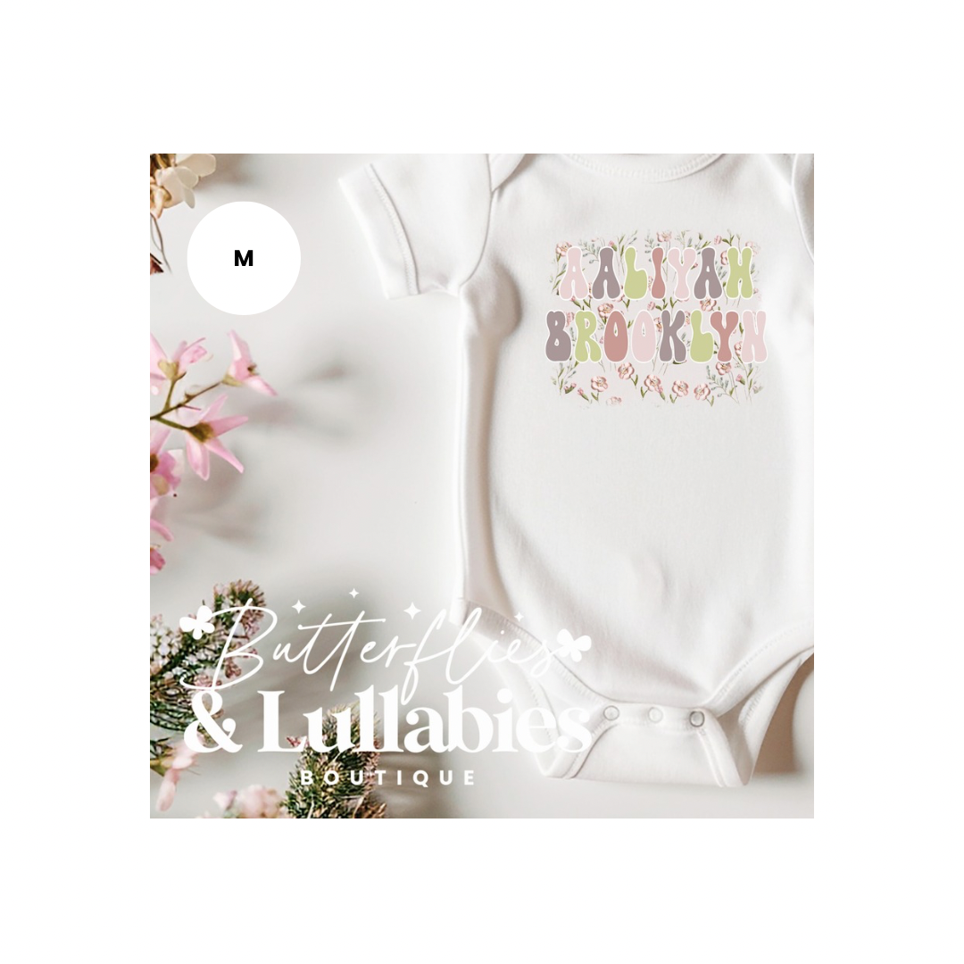 Floral Custom Name Infant Bodysuit