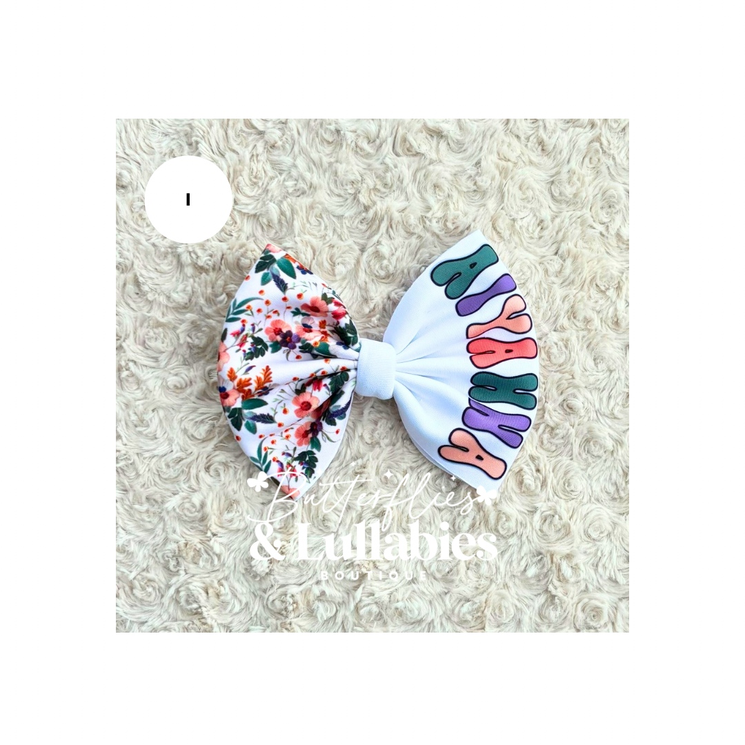 Floral Custom Name Bow