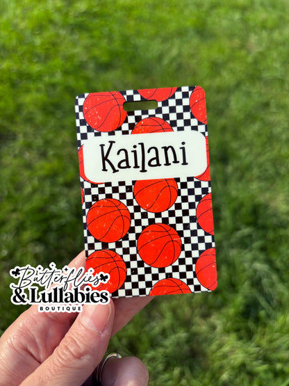 Personalized Keychain / Water Bottle Tag - Sports Prints