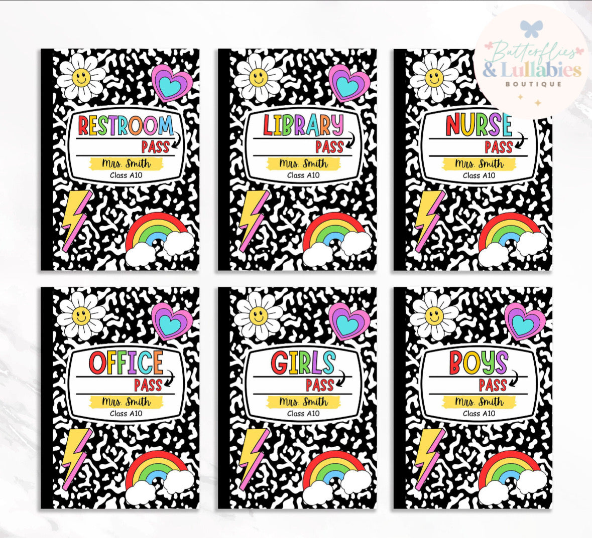 Personalized Teacher ID Badge Holder & Hall Pass Set