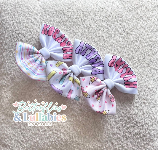 Back to School Name Bow