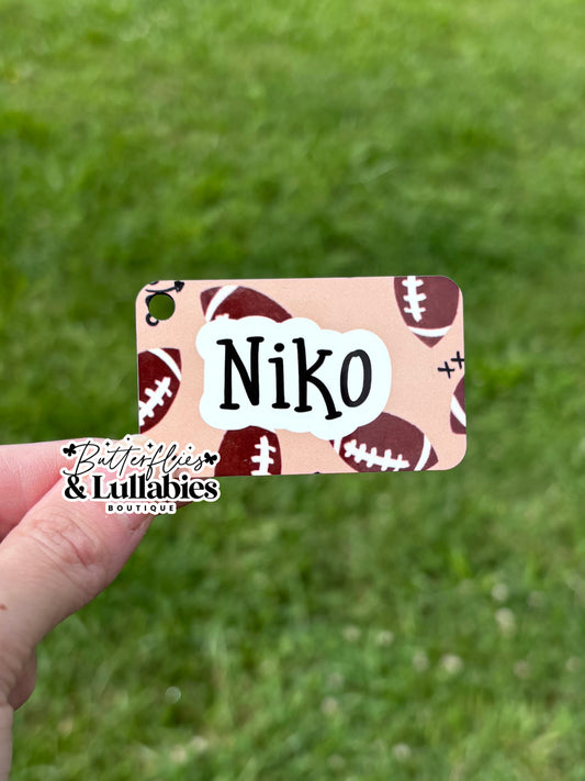 Personalized Keychain / Water Bottle Tag - Sports Prints