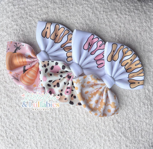 Autumn Name Bow - Pastels